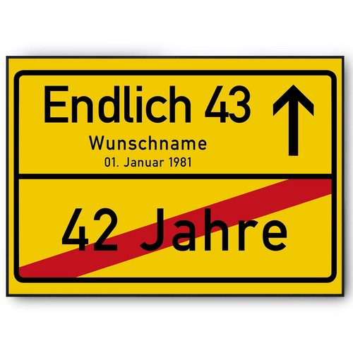 Geburtstag ortsschild - 43.,