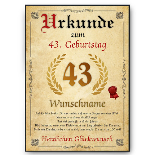Urkunde zum geburtstag - zum, 43.