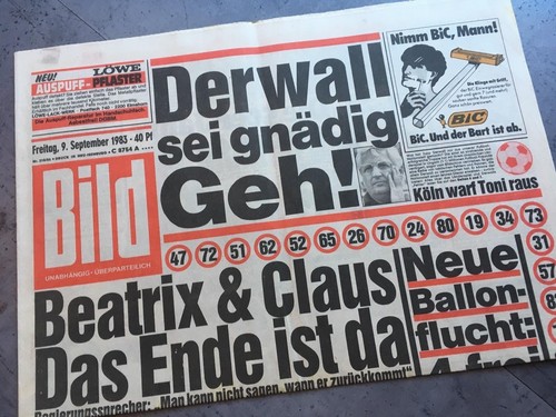 Bildzeitung 1983 - bildzeitung, 09.09.1983